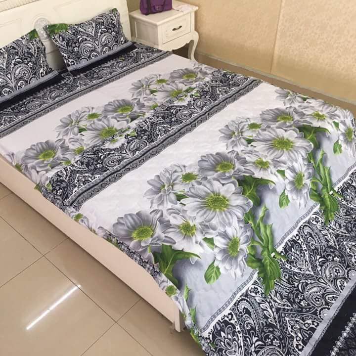 [DÀY VÀ ĐẸP] TRỌN BỘ CHĂN GA GỐI COMBO 5 MÓN ( 1 Drap + 2 Vỏ Gối Nằm + 1 Chăn Hè + 1 Vỏ Gối Ôm ) HOA CÚC 3D CỰC HOT