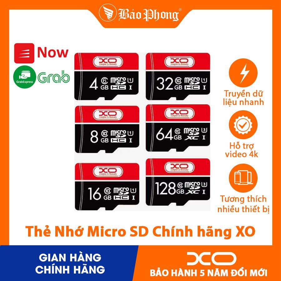 Thẻ nhớ Class 10 Micro SD XO 32Gb/64Gb/128Gb