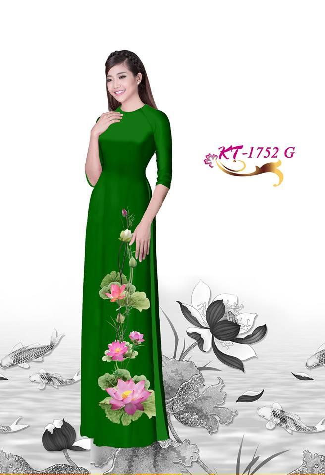 [HCM]Vải Áo Dài 3d bộ In Hoa Sen