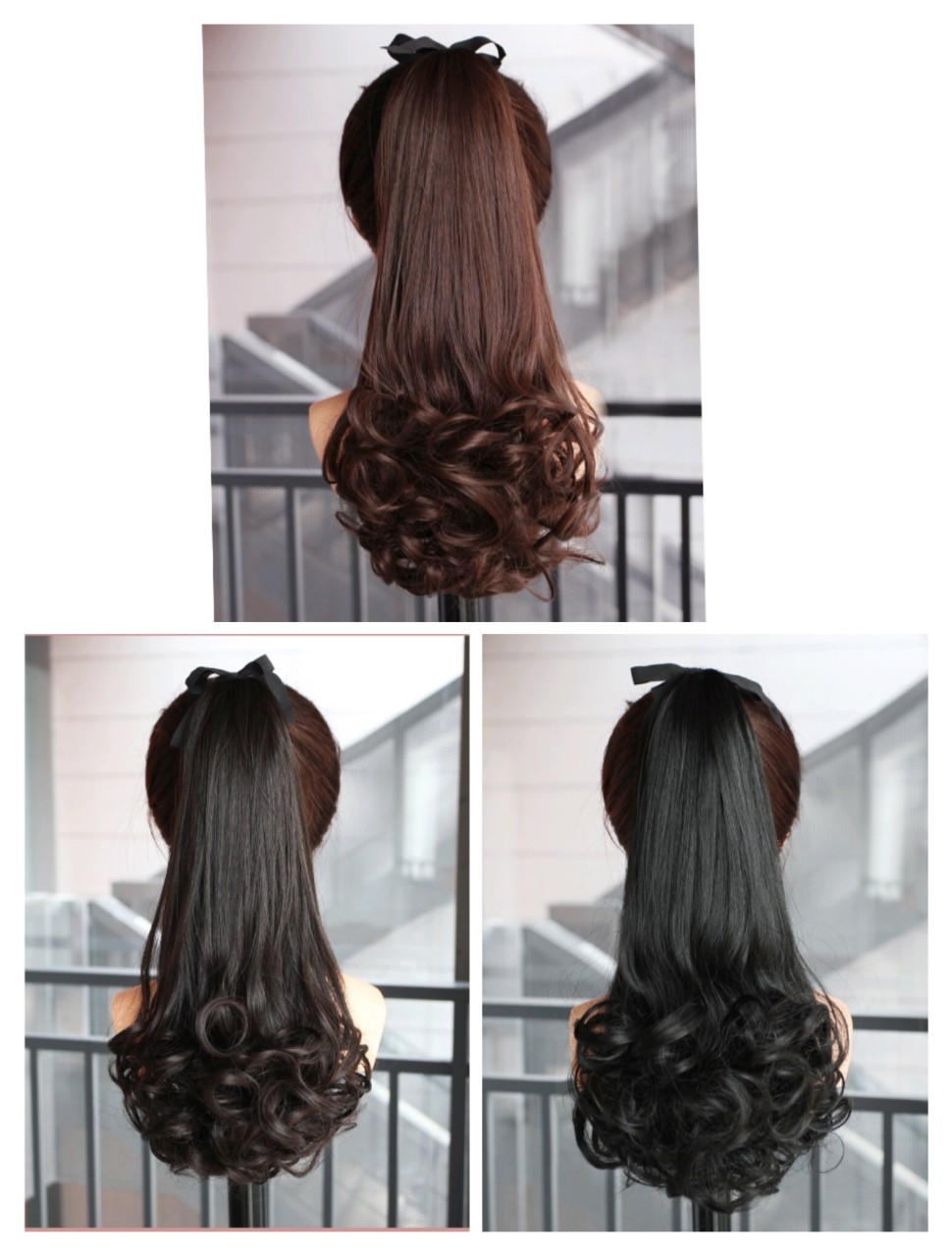 [ giảm giá, 35cm ] tóc giả nữ cột xoăn ngắn, tóc giả buộc, tóc đuôi ngựa