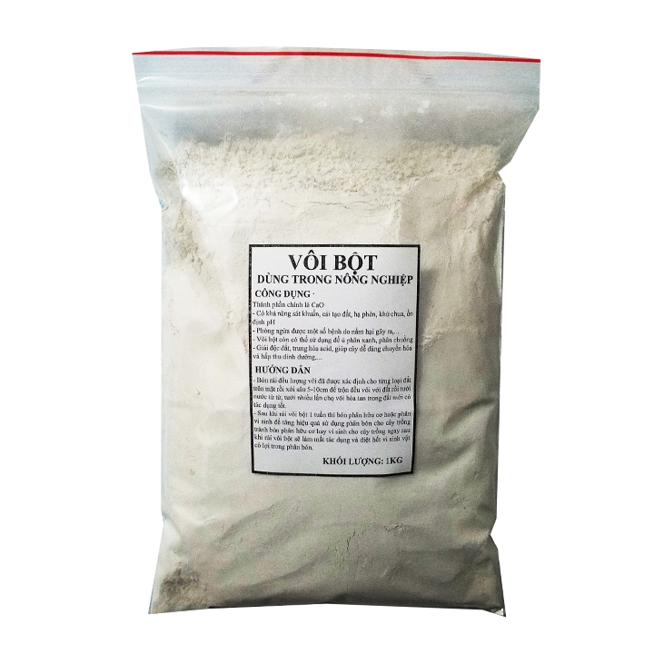 1Kg Vôi bột nông nghiệp sát khuẩn, khử chua, cải tạo đất (chiết lẻ)