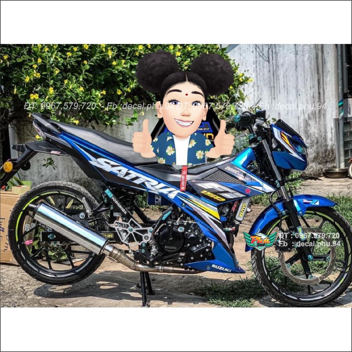 Tem rời Satria xanh đen ,