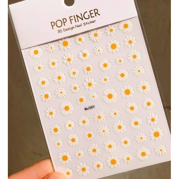 Sticker hoa dán móng tay nail hoa trắng
