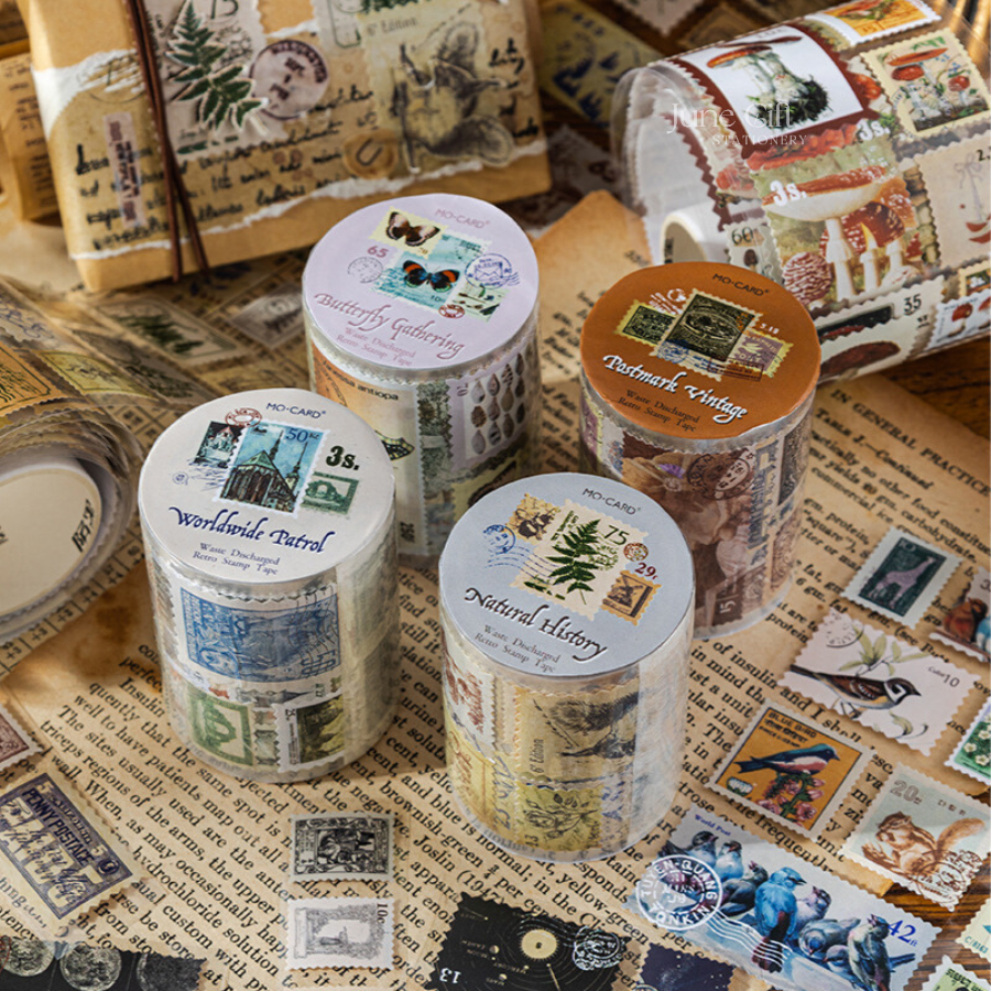 [Chiết] Sticker tem thư kiểu vintage trang trí sổ, làm journal