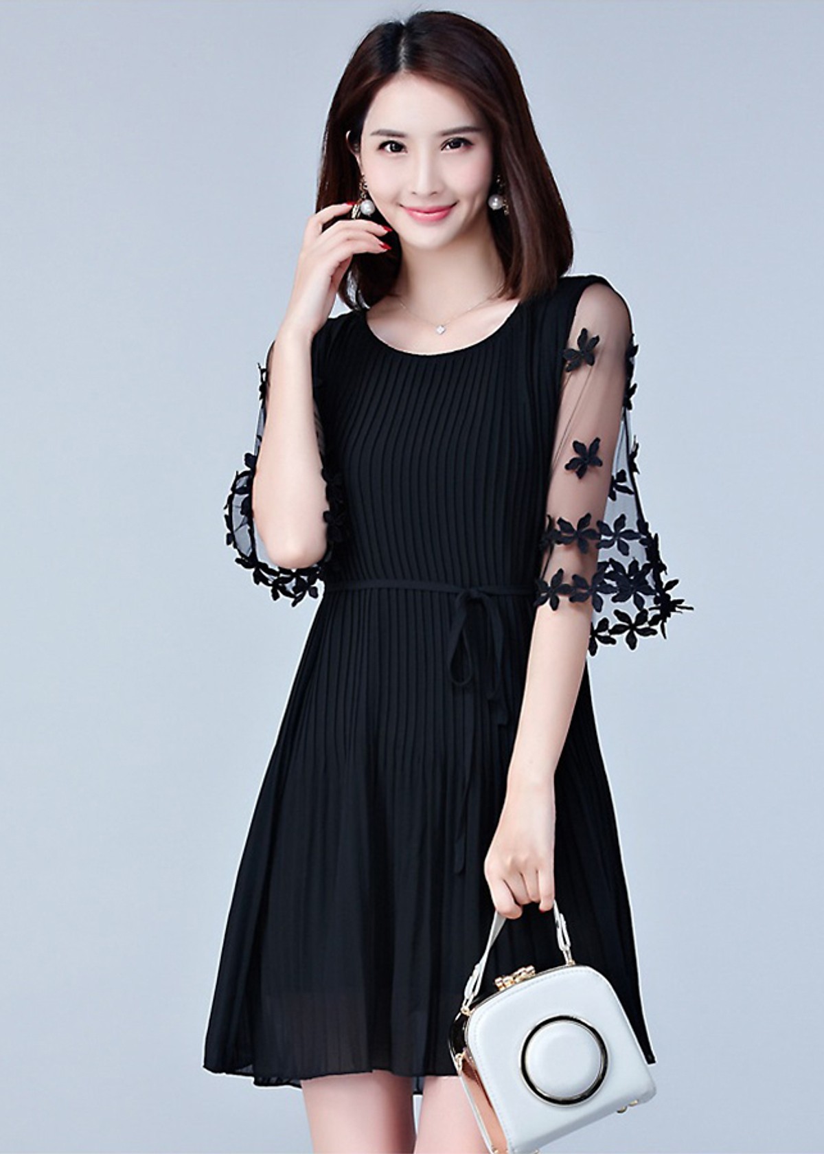 Đầm nữ phối ren dự tiệc da36