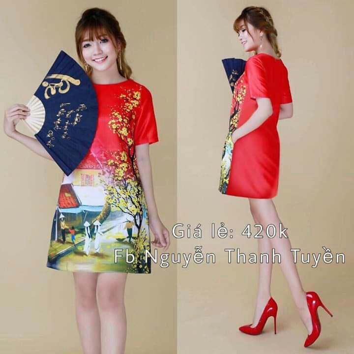 Đầm suông in họa tiết