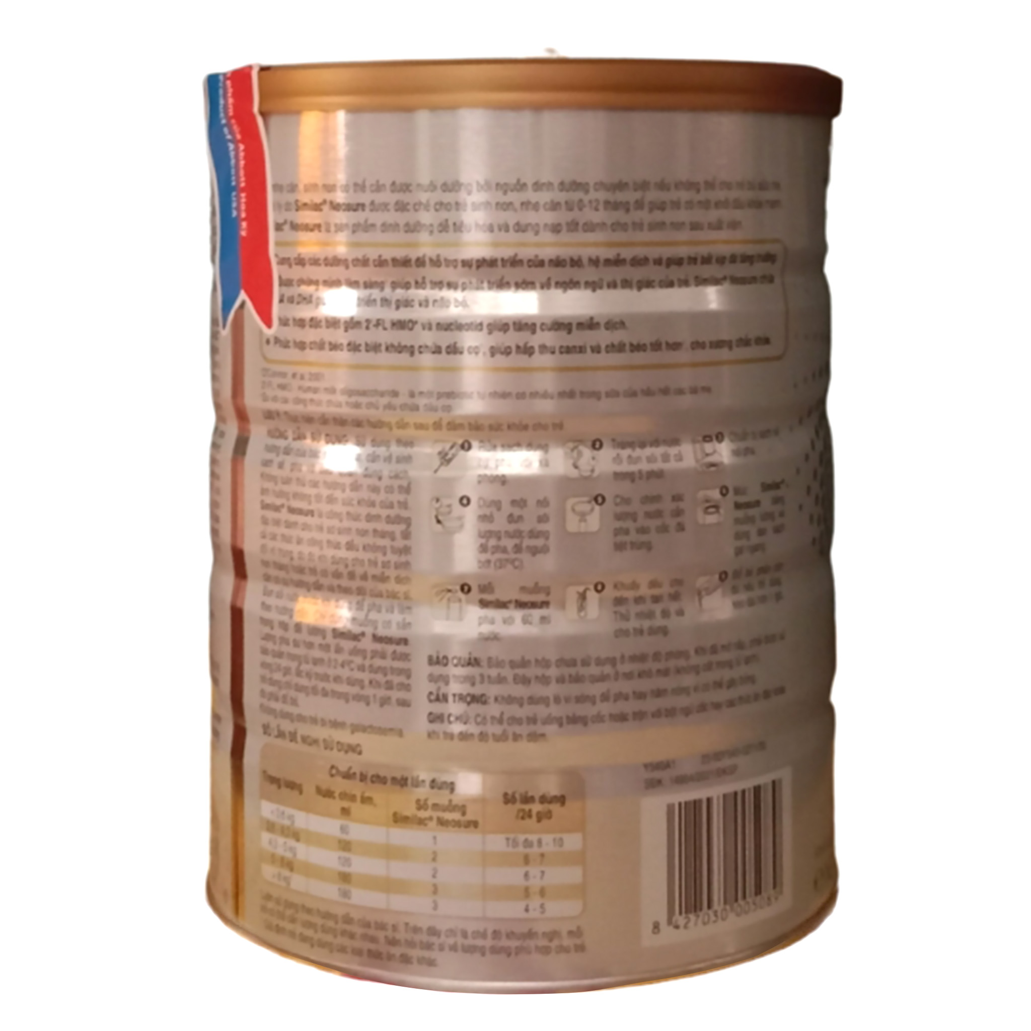 Sữa Bột Abbott Similac Neosure 1 - Hộp 850g (Cho trẻ sinh non, thiếu tháng, nhẹ cân từ 0~12 tháng tuổi)
