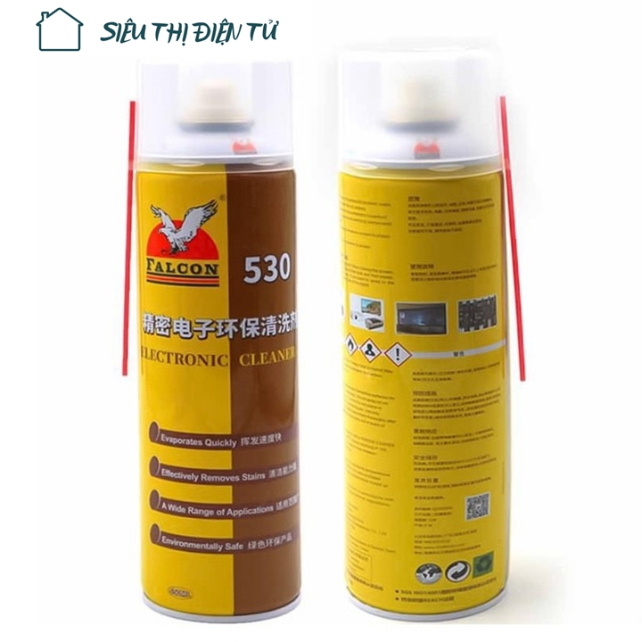 Sieuthidientu [HCM]Chai Xịt Vệ Sinh Làm Sạch Bo Mạch Điện Màn Hình Điện Tử Falcon M530 Dung Tích 550ml Có Tặng Kèm Ống Xịt Dài