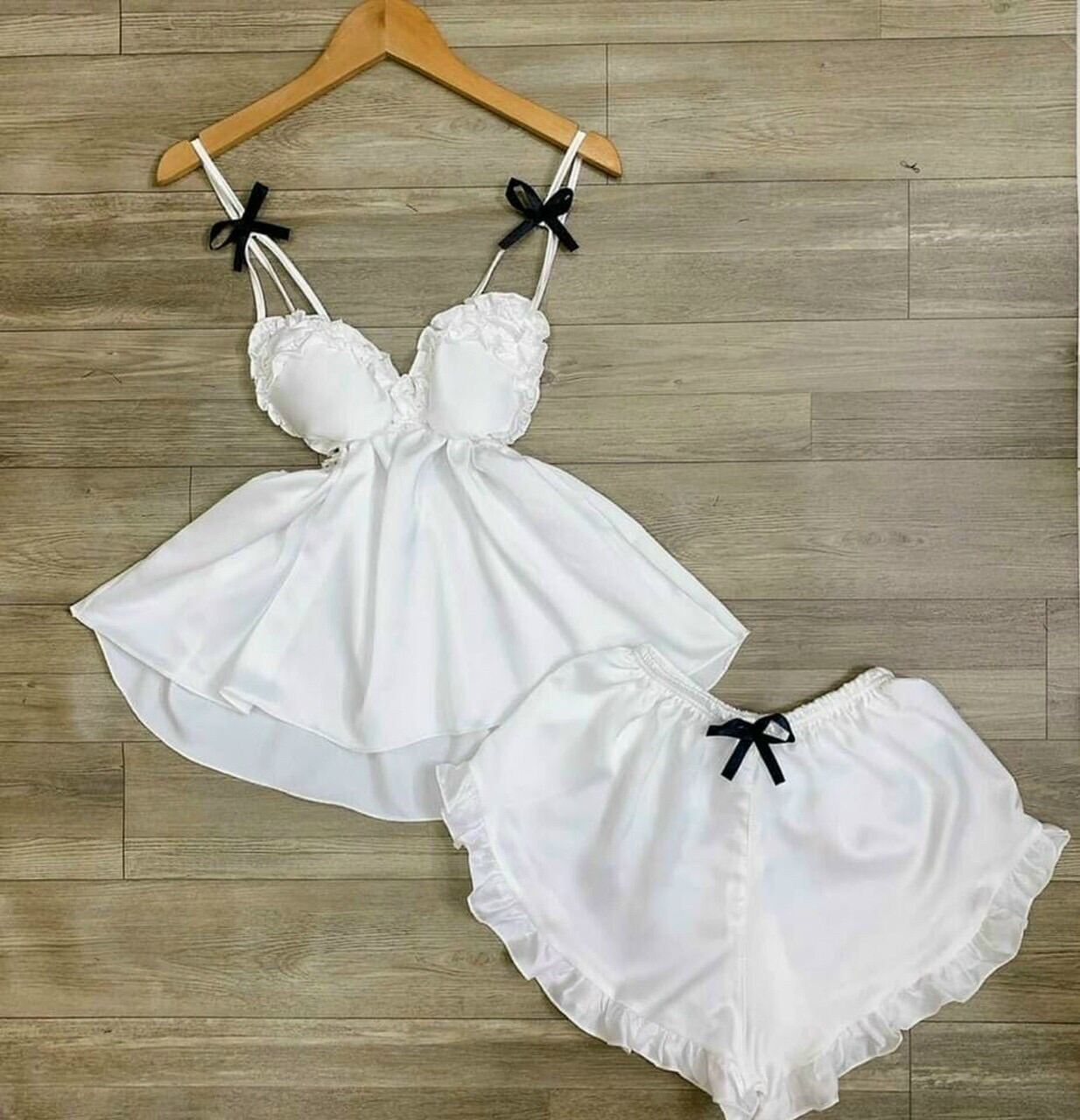 SÉT BỘ 2s lụa nơ sexy. 40-55kg mặc vừa