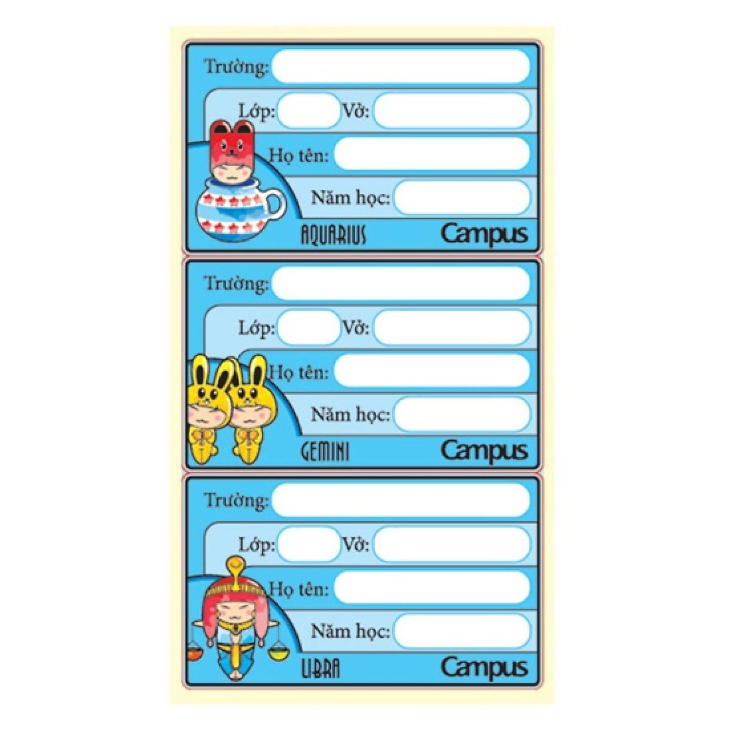 Nhãn vở Campus Zodiac NT-ZOD24 (24 nhãn/tập)