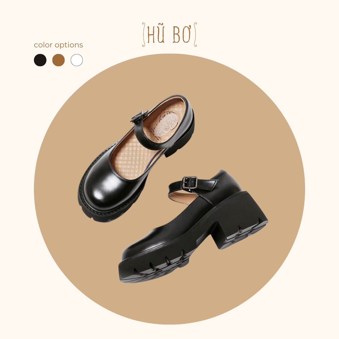 Platform Mary Jane - Giày da bò nữ (Genuine Leather)