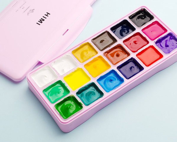 Màu Gouache HiMi dạng thạch bộ 18/24 màu