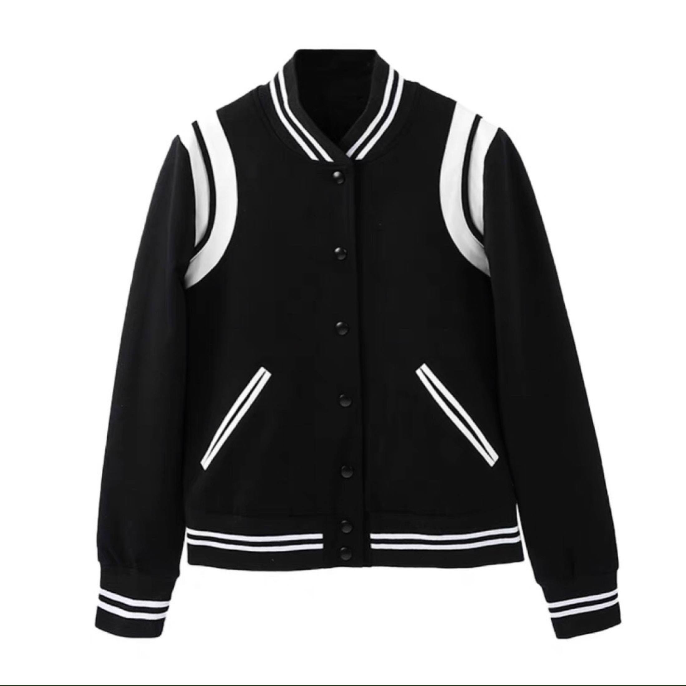 [HCM][Có Feedback] Áo khoác varsity "A" bomber nam nữ vải kaki phong cách Hàn Quốc họa tiết trơn cổ Cardigan tròn dạng nút bấm tay da thoáng mát