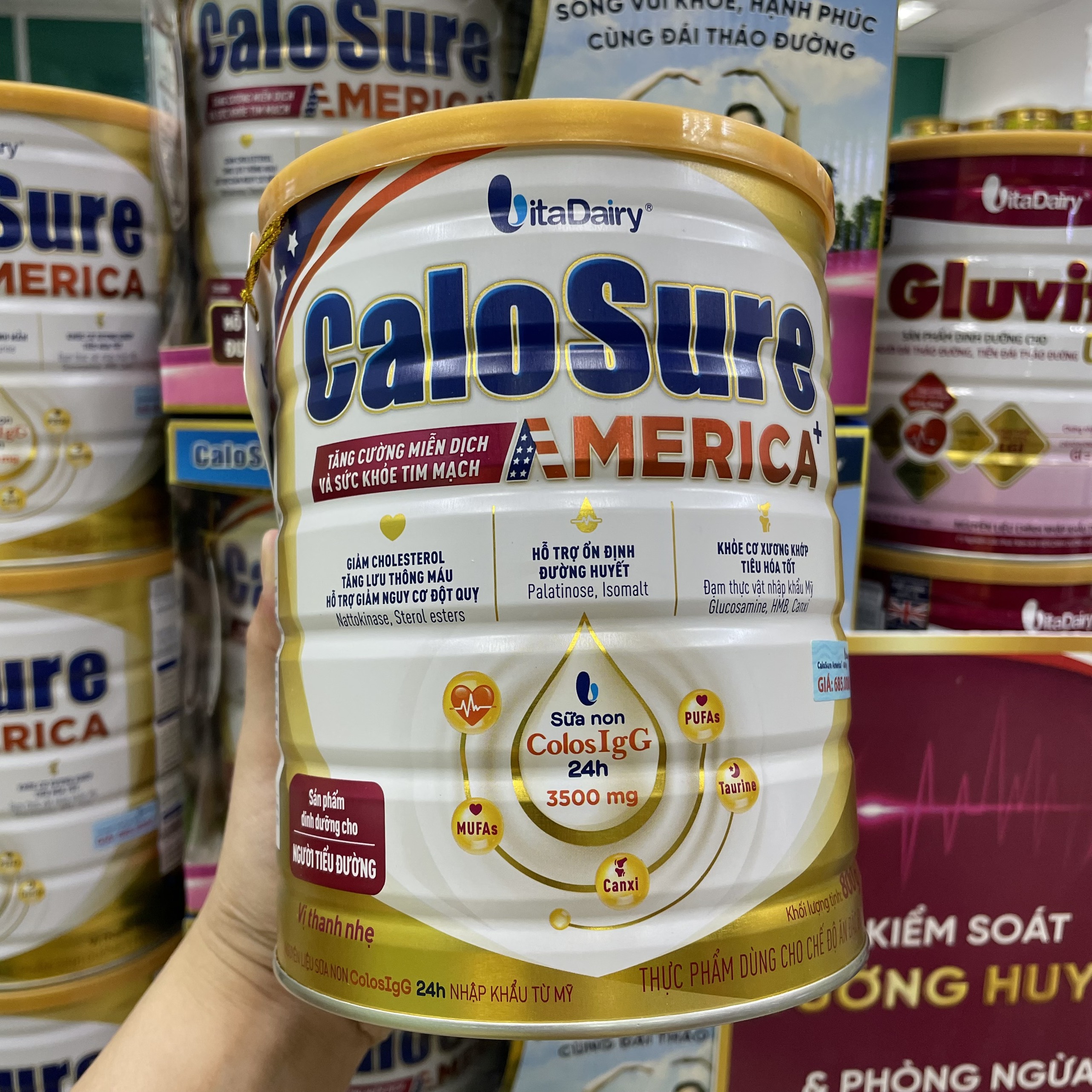 Sữa Bột Calosure America_Vị thanh nhẹ/ America +_Tiểu Đường 800g