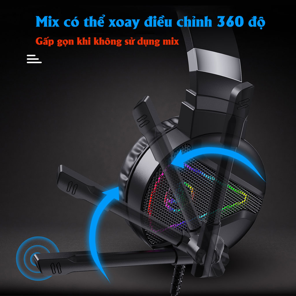 Tai nghe gaming chụp tai HXSJ F16, tai nghe có mic xoay 180 độ, âm thanh 3D, giả lập 7.1 dây dù 1.2m, màng loa bọc da 50mm tai nghe chống ồn, khung thép siêu bền, sử dụng cho cả điện thoại và máy tính -  Hàng Chính Hãng