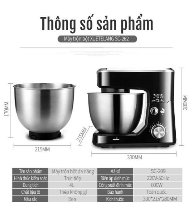 Euro Quality - Máy trộn bột gia dụng đa năng