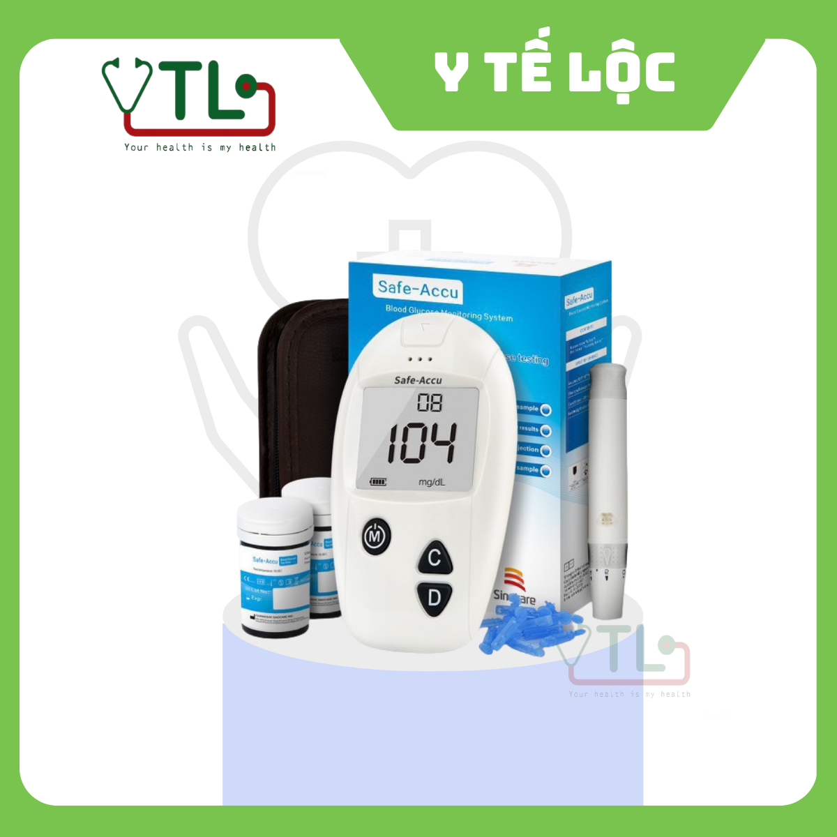 Máy Đo Đường Huyết Sinocare Safe Accu (25 Que Và 25 Kim)