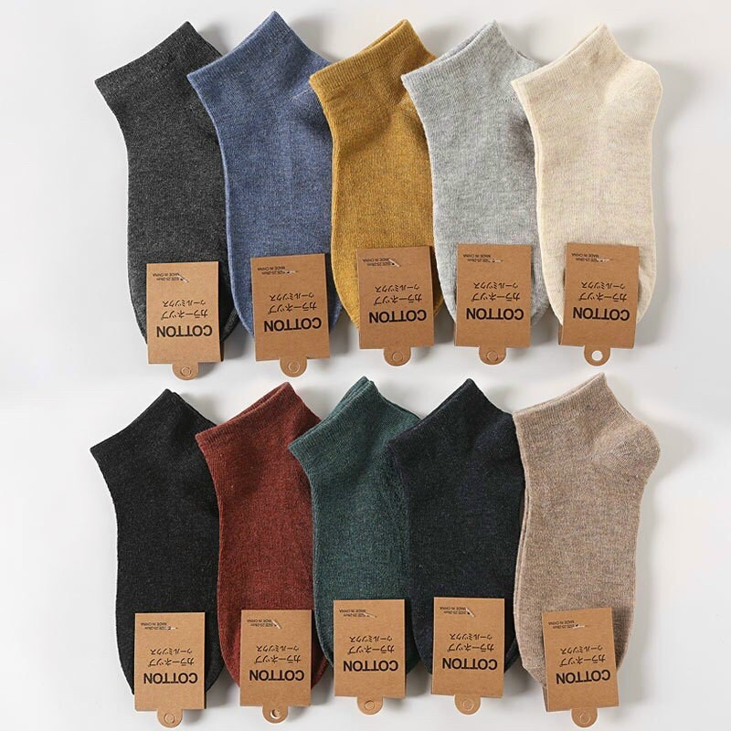 Combo 5 Đôi Tất Cotton Trơn Cổ Ngắn Nam Nữ