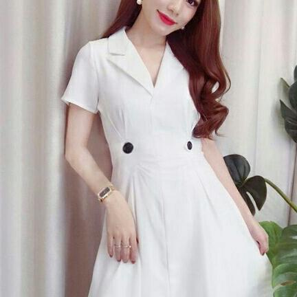 đầm cát hàn cổ vest