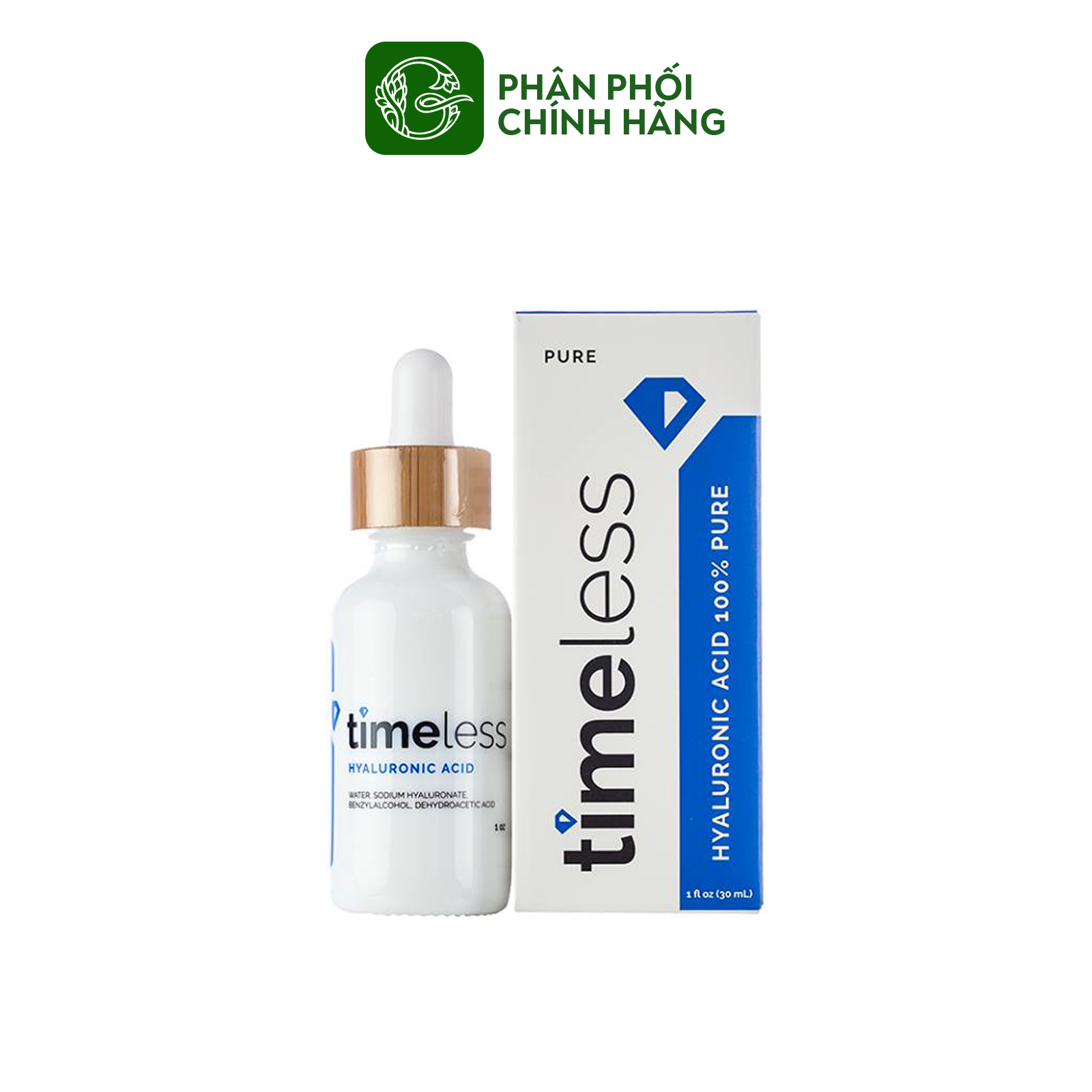 Tinh chất cấp ẩm chuyên sâu làm mềm mịn sâu Timeless Pure Natural Hyaluronic Acid 100% Pure Serum 30ml