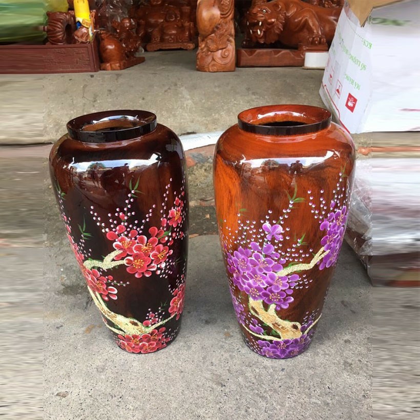 High-Quality Melaleuca Wood Flower Vase - 30cm High (Many Colors)