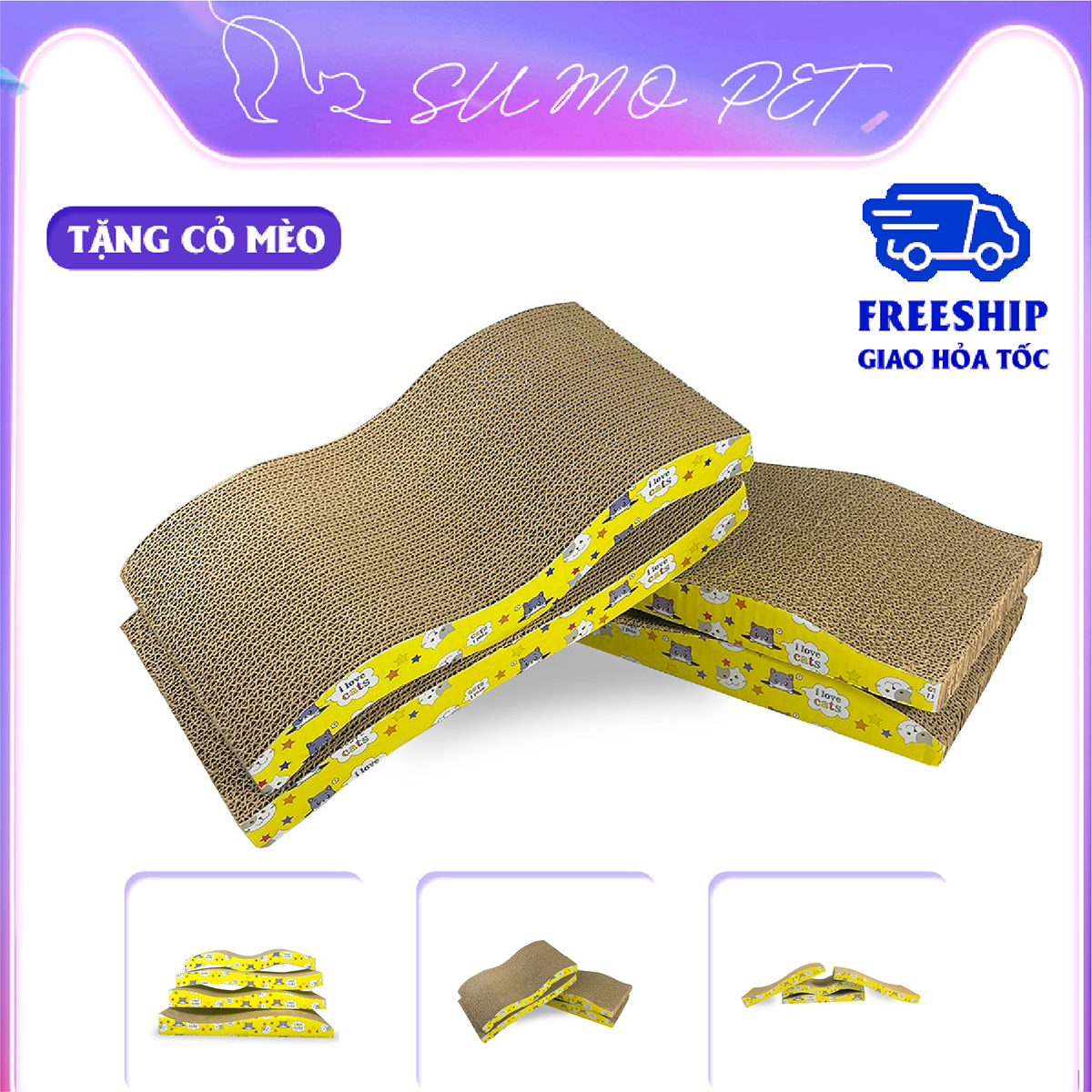 Bàn Cào Móng Cho Mèo Thẳng (TẶNG KÈM CỎ CATNIP)
