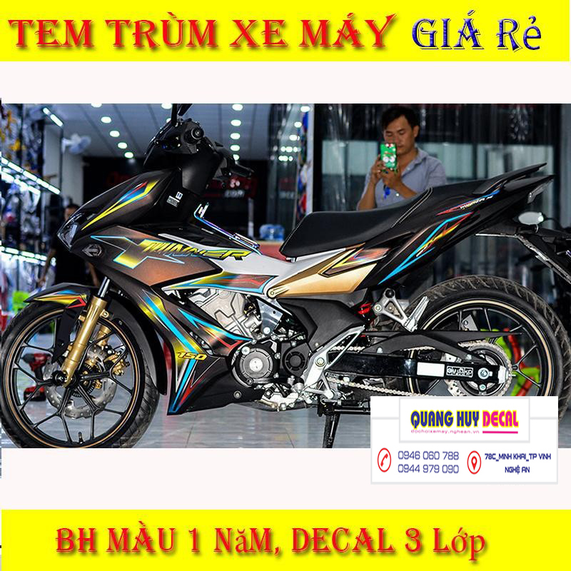 Tem trùm xe Winner X đen cầu vồng - Độ dán team trùm decal xe máy Winner X đen cầu vồng  - Team trùm decal xe máy Winner X rẻ đẹp và chất