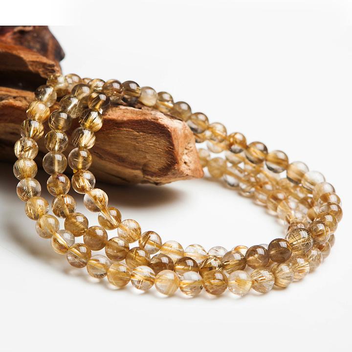 [HCM]Vòng cổ 108 hạt thạch anh tóc tự nhiên 4mm