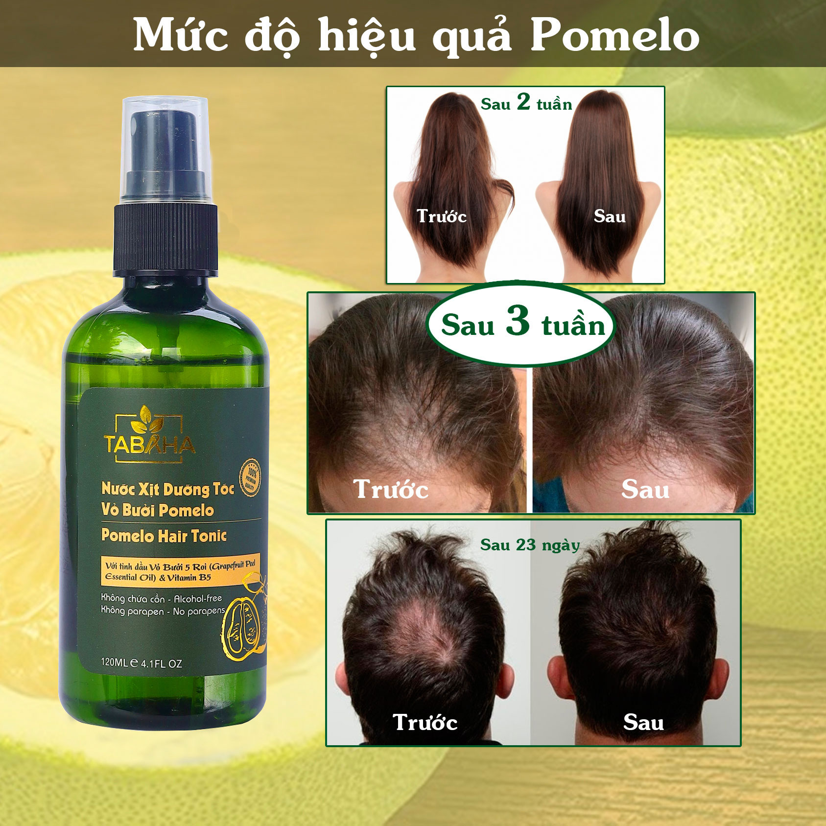 Xịt Dưỡng Tóc Pomelo Tinh Dầu Bưởi Thiên Nhiên - TABAHA 120ml - Giải pháp cho các vấn đề về tóc Xịt Dưỡng Tóc Pomelo Tinh Dầu Bưởi Thiên Nhiên - TABAHA 120ml - Giải pháp cho các vấn đề về tóc