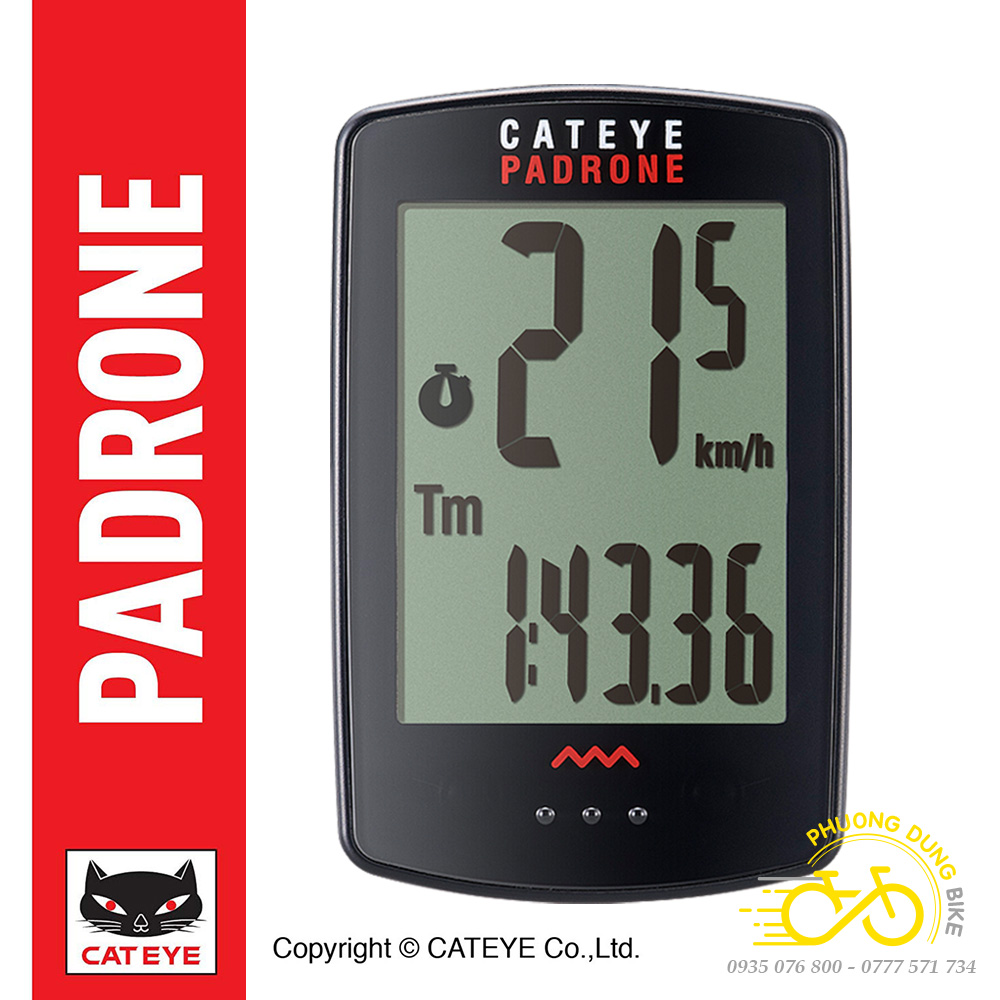 Đồng Hồ Tốc Độ Xe Đạp CATEYE Padrone CC-PA100W – Không Dây, Màn Hình To, Dễ Nhìn, Chính Hãng (Japan)