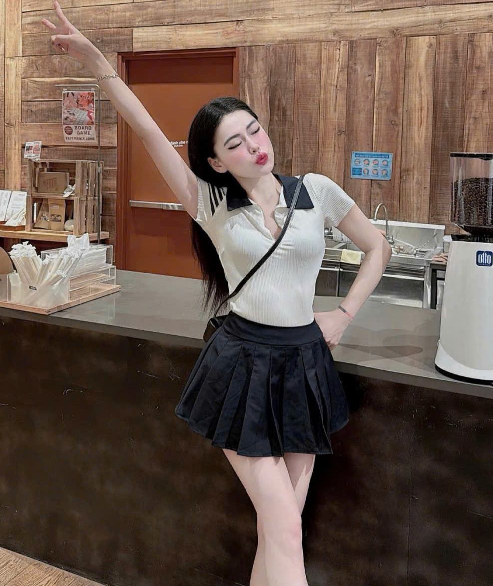 (FREE SHIP) Set áo polo zip kéo + cv xếp li