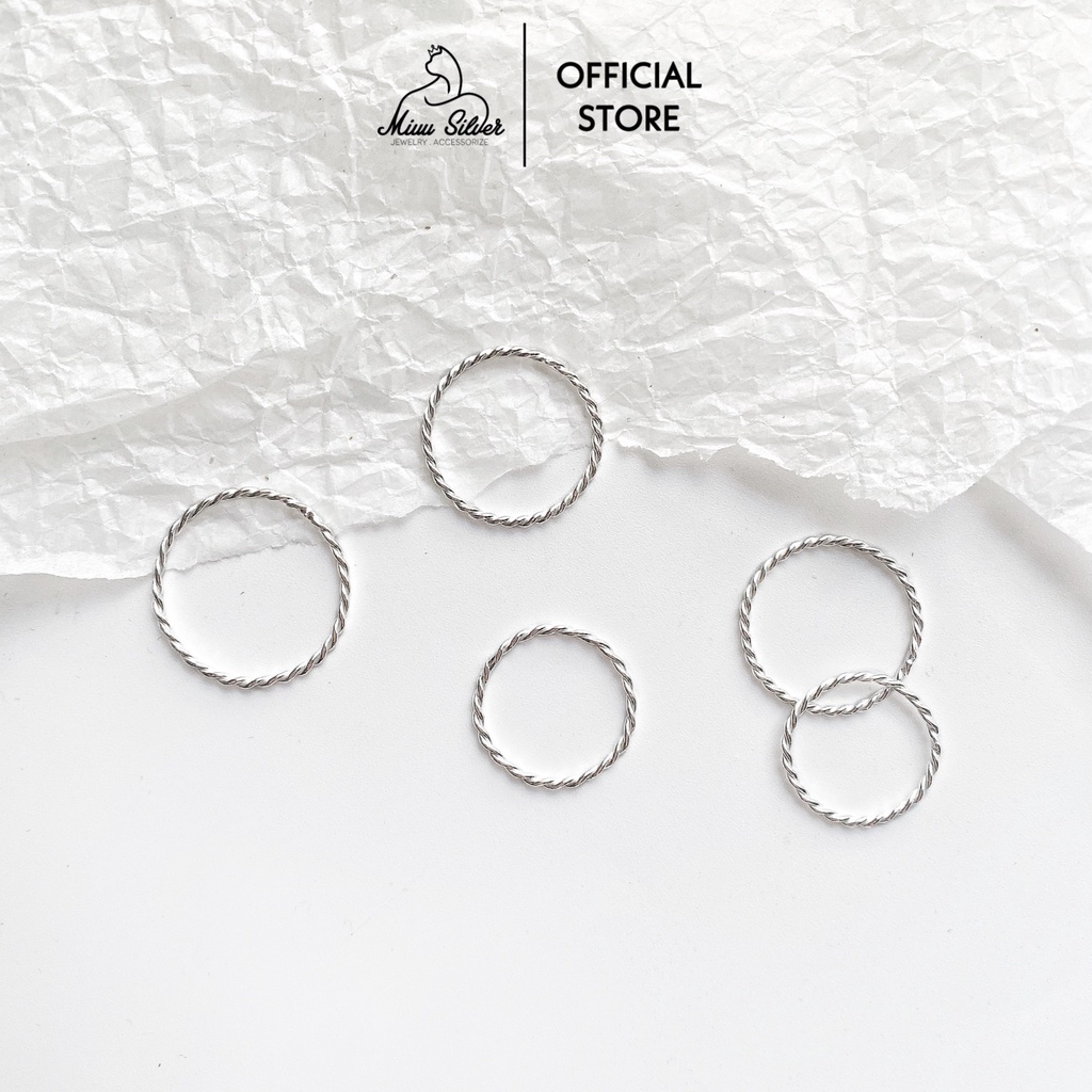 Nhẫn bạc nữ 925 Miuu Silver xoắn đơn giản, thời trang
