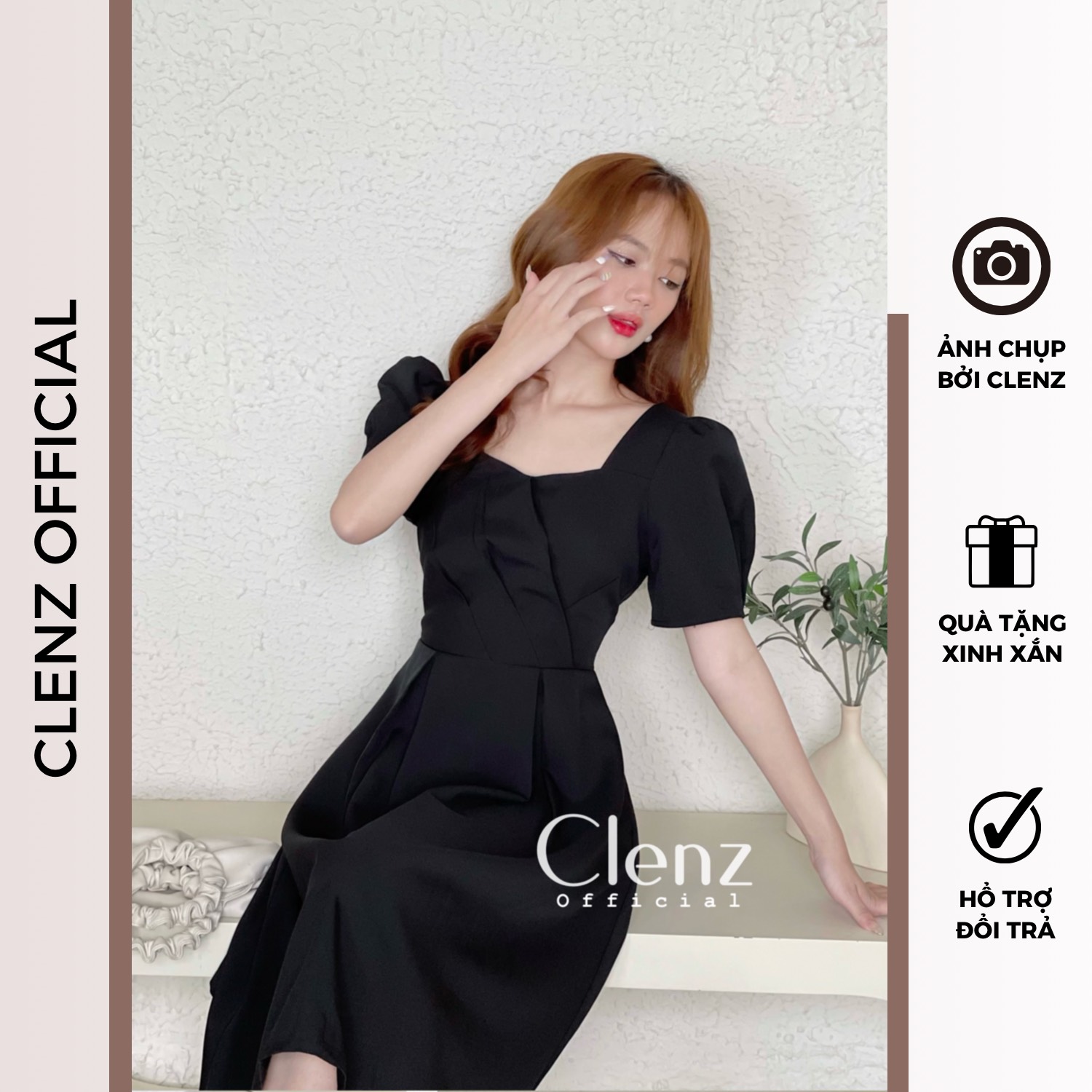 [ Clenz - Váy thiết kế cao cấp ] Đầm đen dáng dài dự tiệc dạo phố D09
