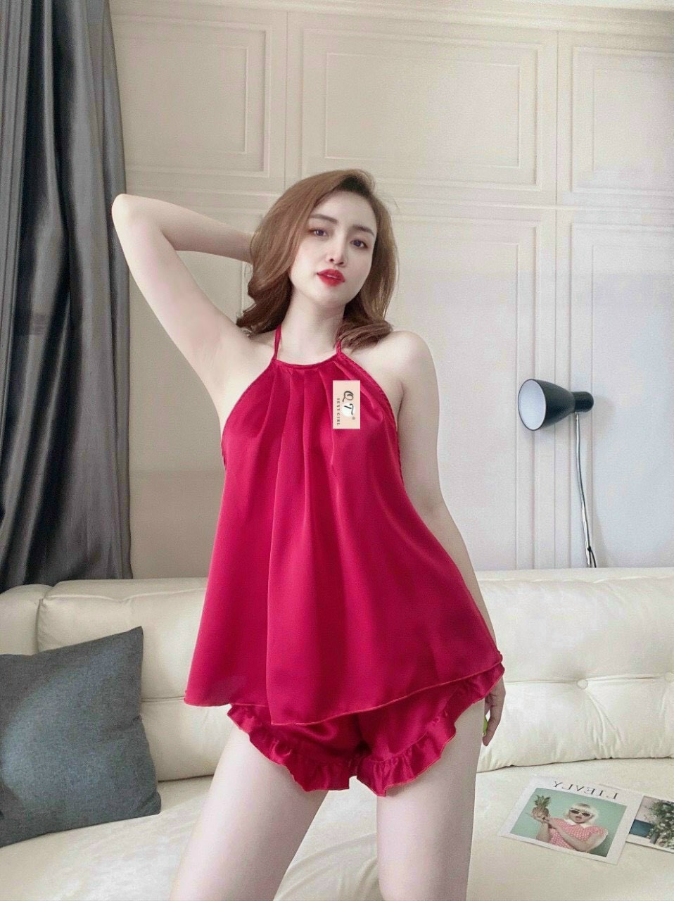 [FREESHIP TOÀN QUỐC] Bộ ngủ lụa satin cao cấp cổ yếm siêu xinh ĐT