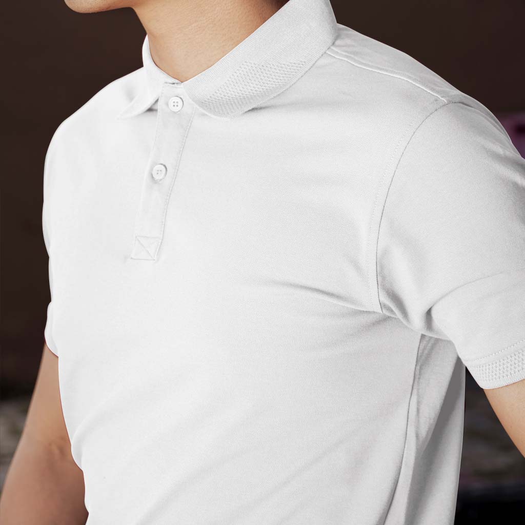Áo polo nam Dinter basic, chất liệu CVC Premium, màu White, dáng Regular, co giãn, thoải mái