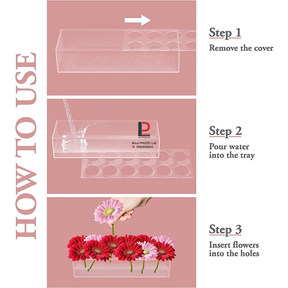 Hộp mica cắm hoa để bàn tiệc