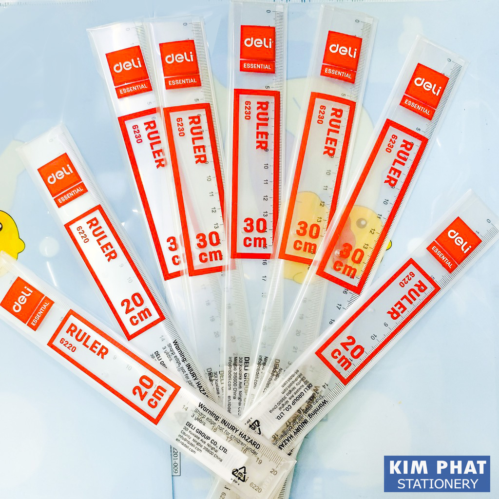 Thước kẻ nhựa 20cm Deli E6220