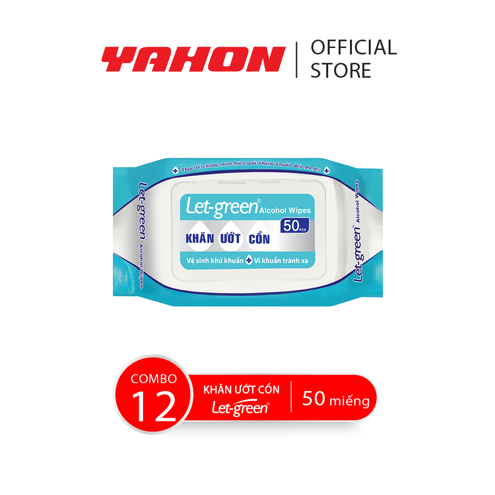 Combo Bao Khăn Giấy Ướt Có Cồn LET-GREEN, 50 Miếng/Bao