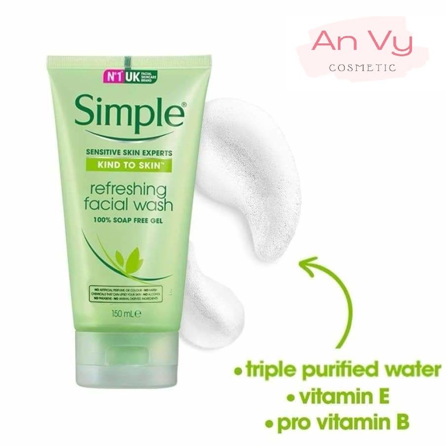 Sửa rửa mặt dưỡng da simple kind to skin 150ml - mẫu mới
