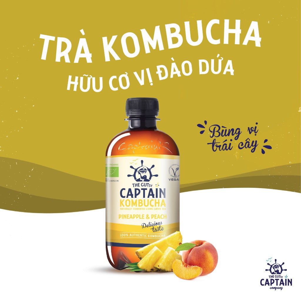 The Gutsy Captain - Kombucha Tea, Certified Organic - Natural Fermented Probiotic Drink, bottle 1L