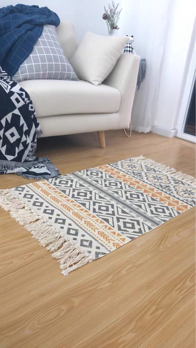 [HCM][NHIỀU MẪU] Thảm trải sàn thảm chùi chân 90x60cm họa tiết sắc nét Thảm Vintage tua rua trải nền nhà trang trí