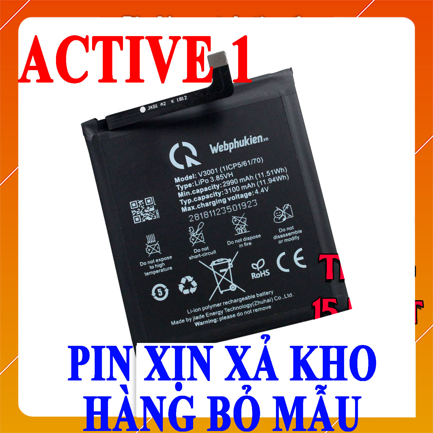 Pin Scud cho Vsmart Active 1 V3001 dung lượng 3100mAh (Đen)