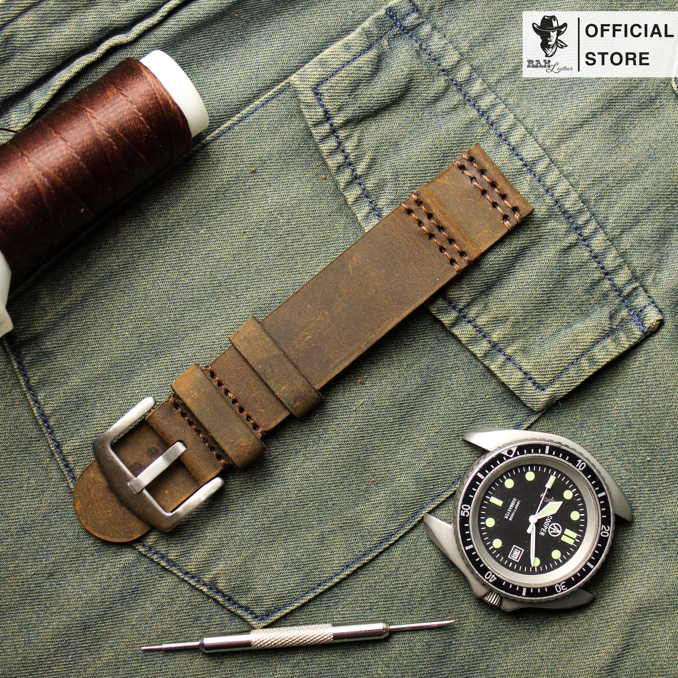 Dây da đồng hồ Siêu bền Da Bò Bản Bền Đẹp RAM Leather Simple 1