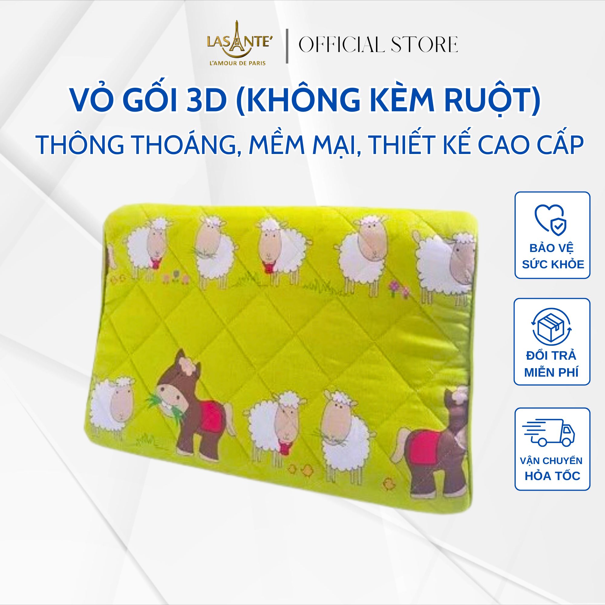 Vỏ gối 3D Springg thông minh trẻ em - người lớn( không kèm ruột)
