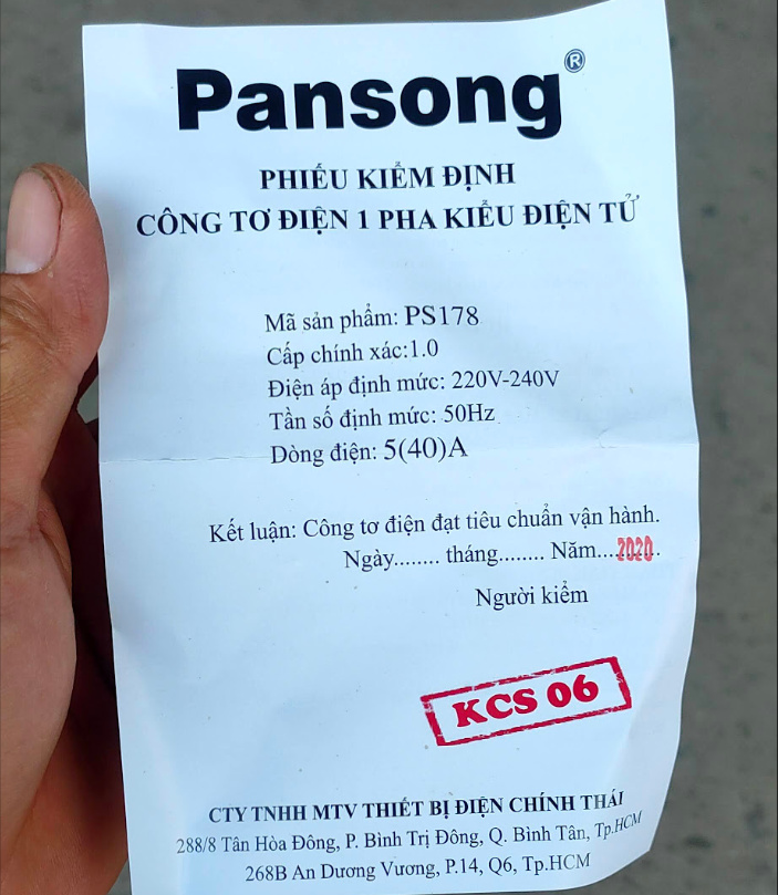 Công tơ điện tử 1 pha 2 dây Pansong PS178