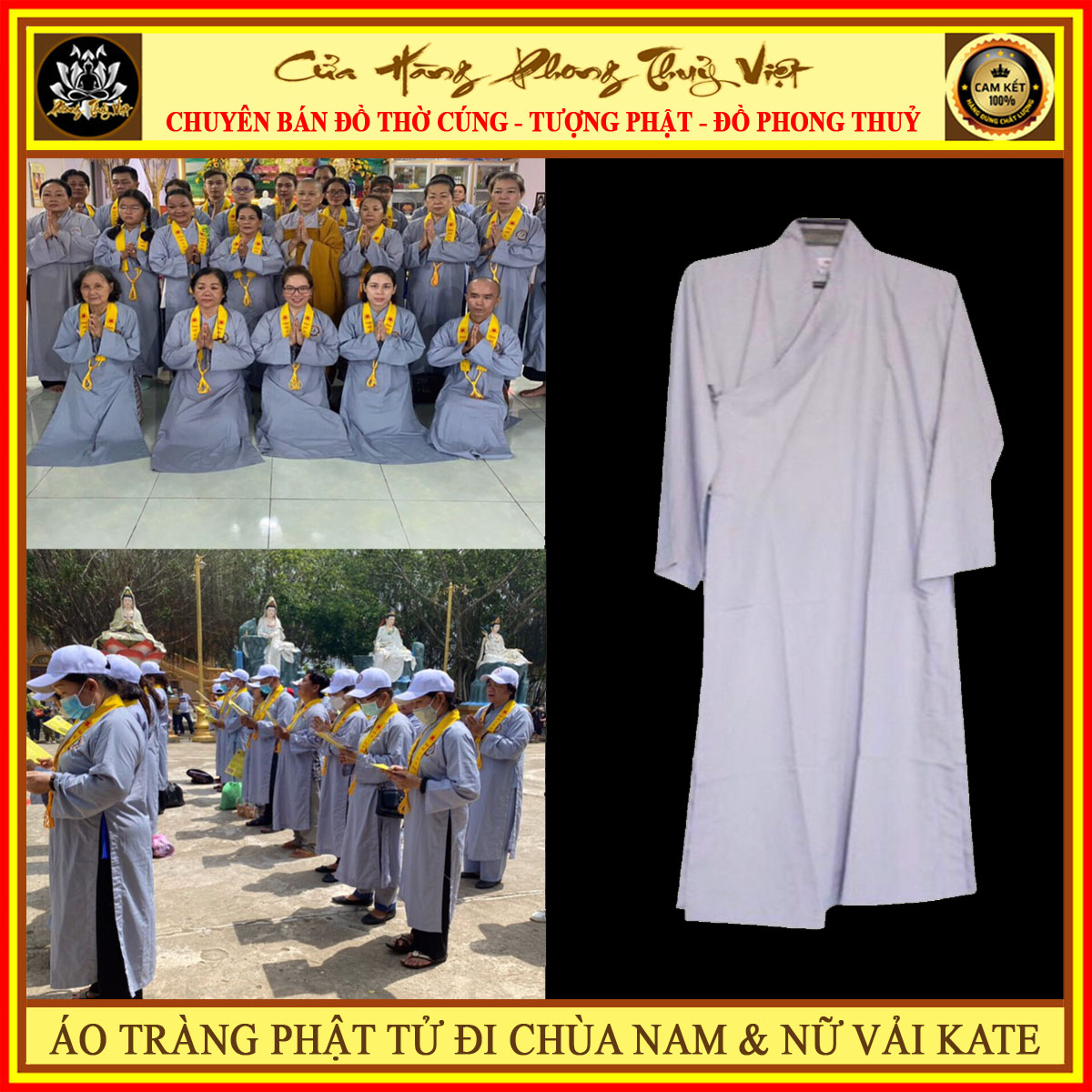 Bán chạy - Áo tràng phật tử ( Vải kate) Nam & Nữ