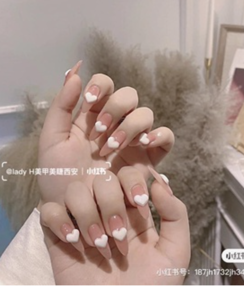 Set charm tim trắng trang trí móng, trang trí nail