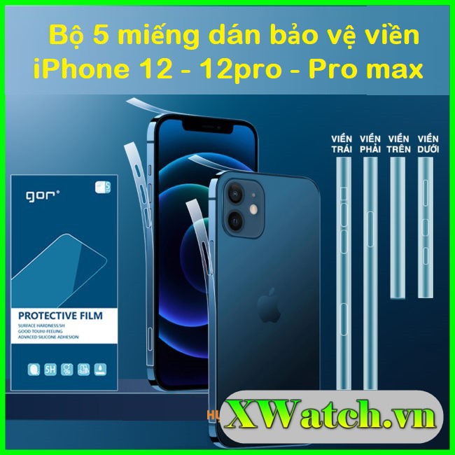 Combo 5 miếng dán viền gor cho iphone 12 pro max / iphone 12 pro / iphone 12
