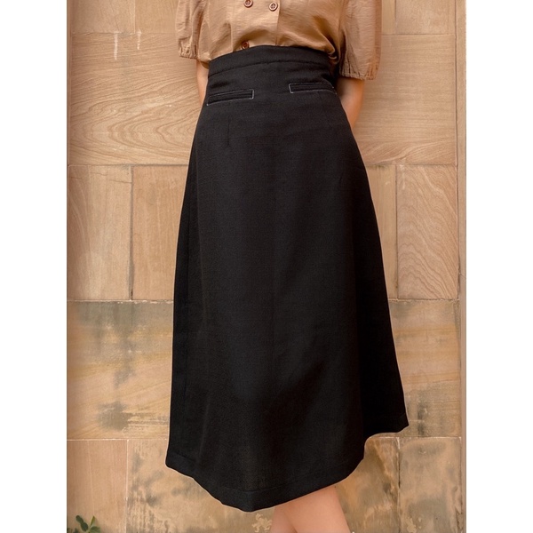 Chân Váy Form A Viền Chỉ - Đen [Cv015 - Senbe Clothing]