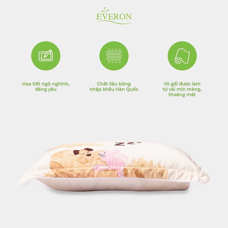 [EVERON Chính Hãng] Gối Trẻ Em EVERON 35*50 cm (1 chiếc vỏ gối kèm ruột gối)